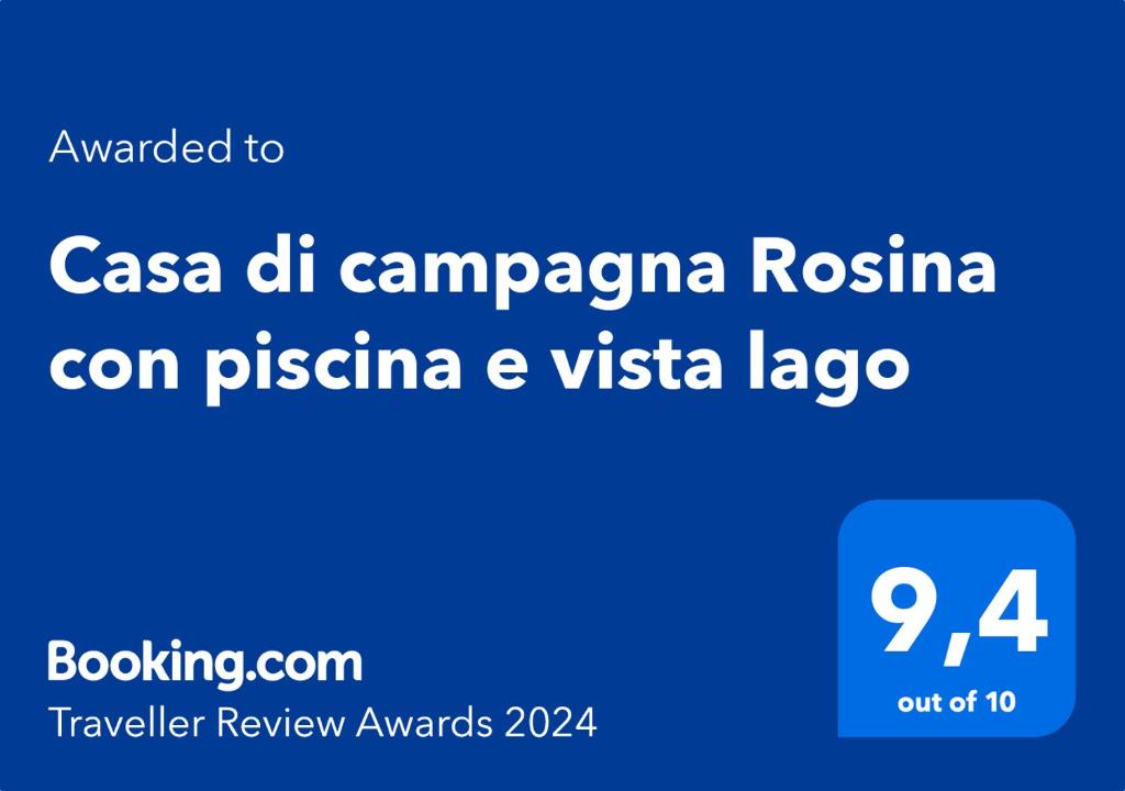 Сертифікат, нагорода, вивіска або інший документ, виставлений в Casa di campagna Rosina con piscina e vista lago