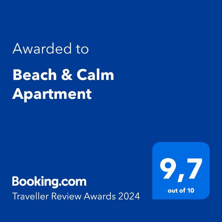 Certifikát, hodnocení, plakát nebo jiný dokument vystavený v ubytování Beach & Calm Apartment