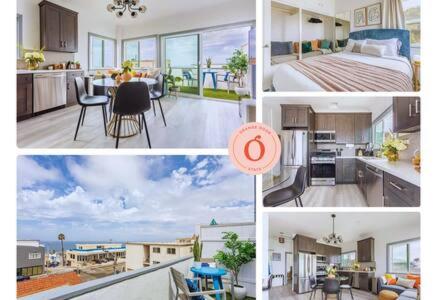 a collage of pictures of a bedroom and a kitchen at AMAZING OCEAN VIEW - LUXURY Manhattan Beach 1 Bedroom - Parking in Manhattan Beach