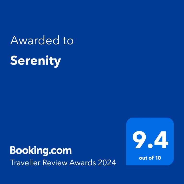 Certifikát, hodnocení, plakát nebo jiný dokument vystavený v ubytování Serenity