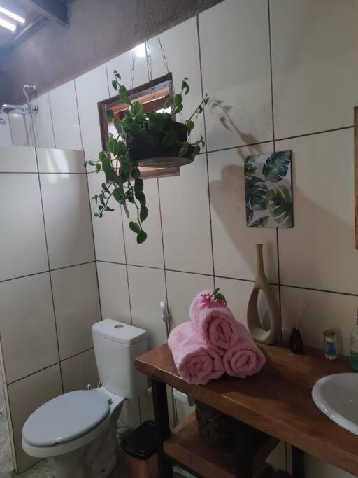 Koupelna v ubytování Rosa dos Ventos Chalés