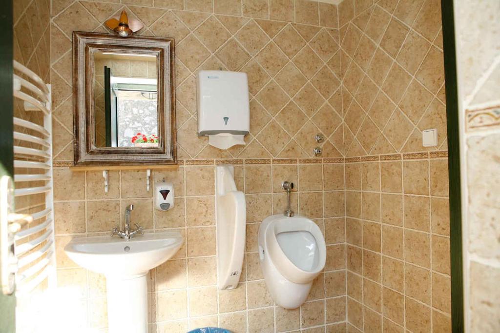 łazienka z pisuarem i umywalką w obiekcie Holiday home in Starigrad-Paklenica 41708 w mieście Starigrad-Paklenica