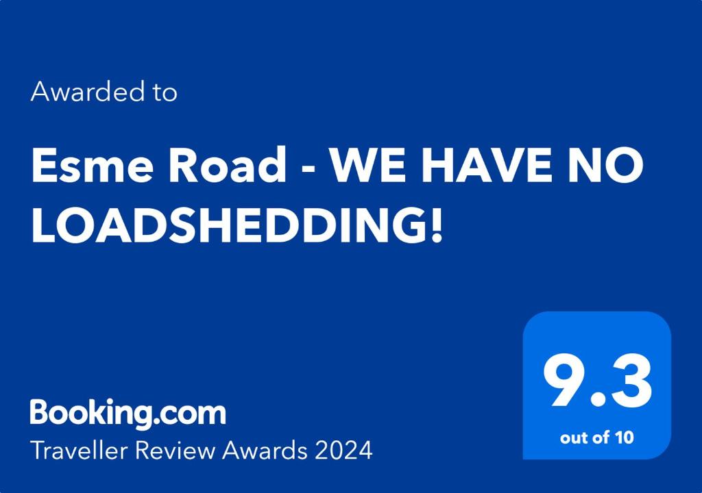 Сертификат, награда, табела или друг документ на показ в Esme Road - WE HAVE NO LOADSHEDDING!