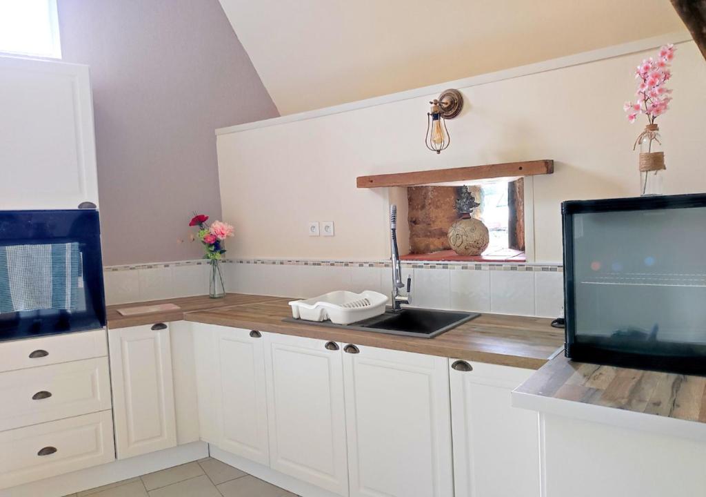 Kuchyň nebo kuchyňský kout v ubytování 3 Yoga Gîte in Soucé - 1 Bedroom Sleeps 4