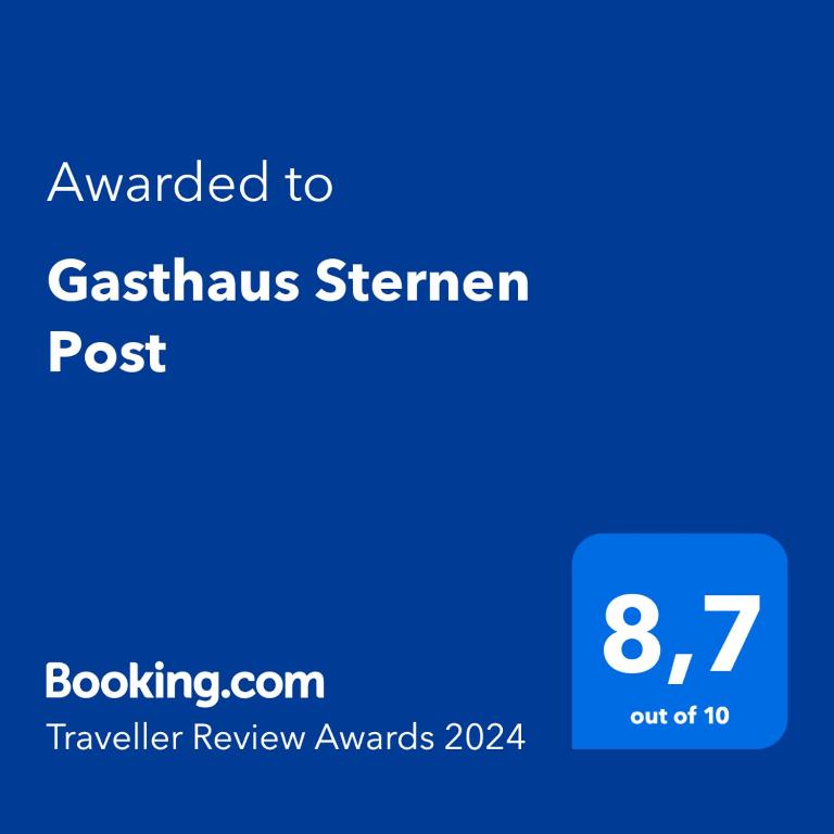 Certifikát, hodnocení, plakát nebo jiný dokument vystavený v ubytování Gasthaus Sternen Post