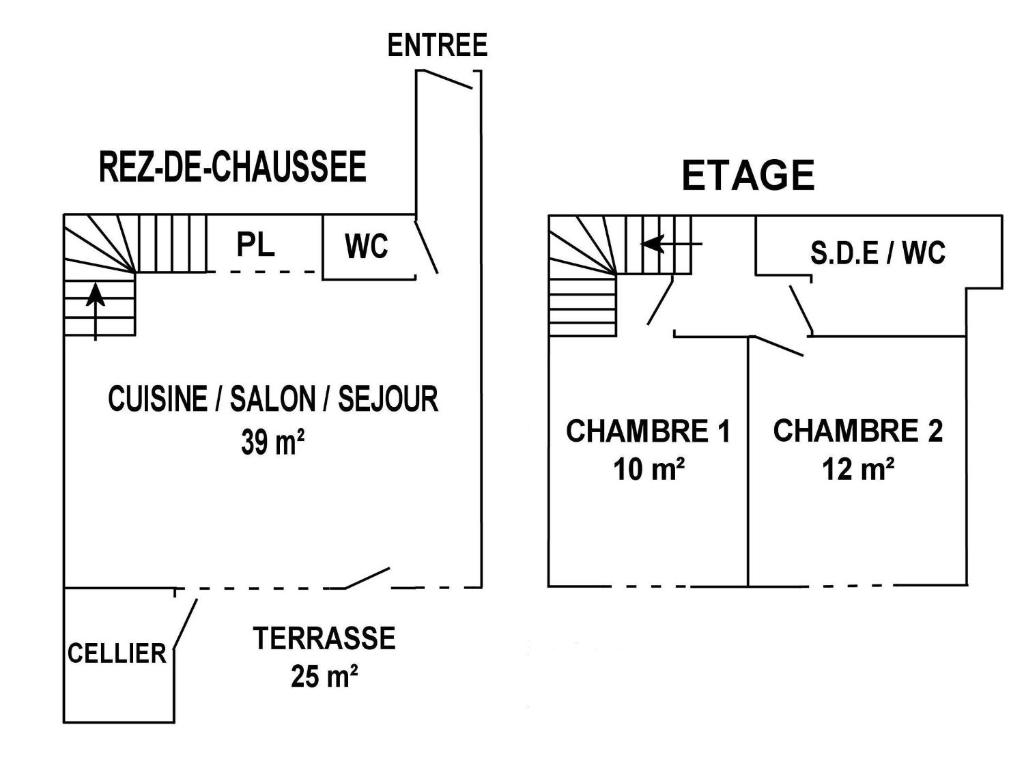 Plán poschodí v ubytovaní Charmante Maison au Cœur d’un Village Paludier, Proche Guérande et Plages, Terrasse et Wifi - FR-1-306-1227