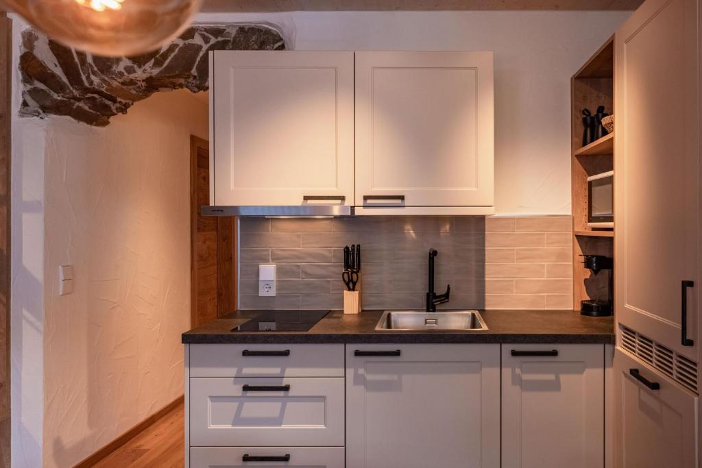 Kuchyň nebo kuchyňský kout v ubytování Landhaus Jenul