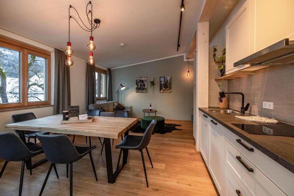 Kuchyň nebo kuchyňský kout v ubytování Landhaus Jenul