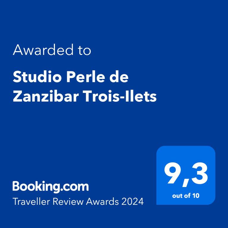 Certifikát, hodnocení, plakát nebo jiný dokument vystavený v ubytování Studio Perle de Zanzibar Trois-Ilets