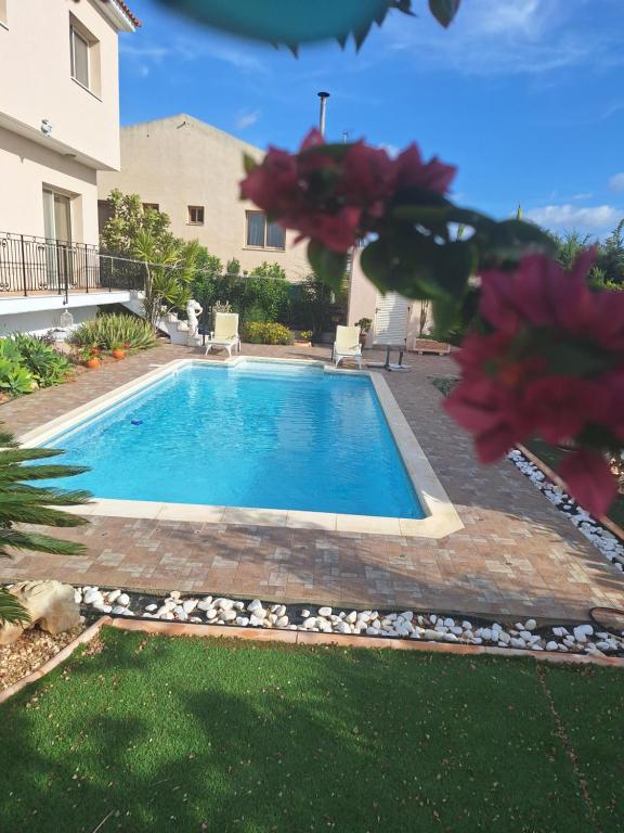 エピスコピ・レメソスにあるROSE VILLA - 3 BED POOLの家の庭にあるプール