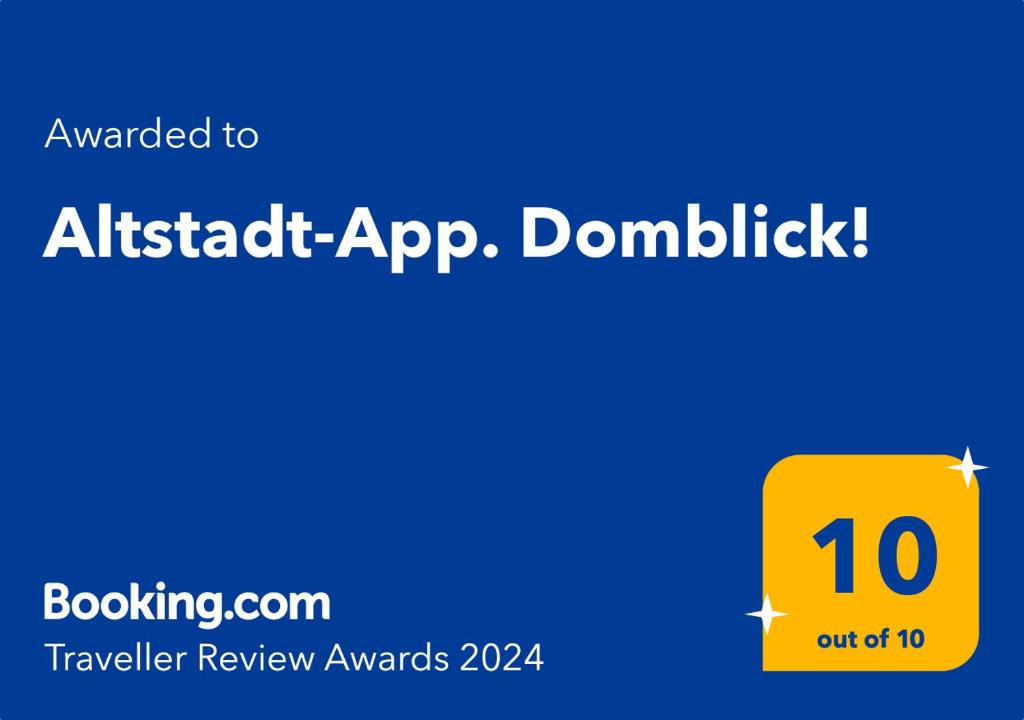 Sertifikat, nagrada, logo ili drugi dokument prikazan u objektu Altstadt-App. Domblick!