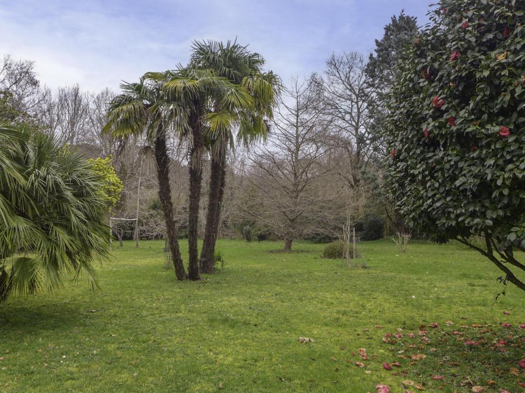 a park with two palm trees in a field at Holiday Home Le chant des milans by Interhome in Ondres