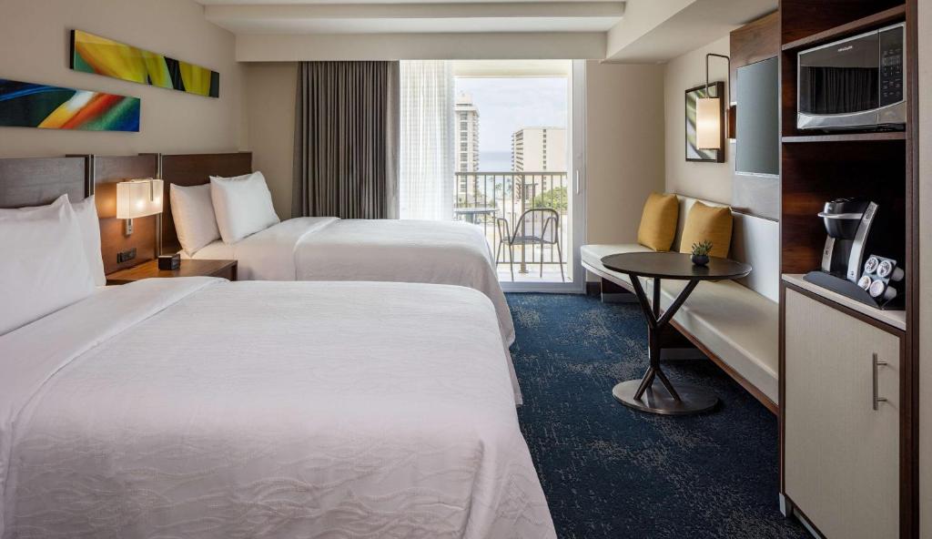 Hilton Garden Inn Waikiki Beach - Room With Two Double Beds - Hearing Access With Partial Ocean View