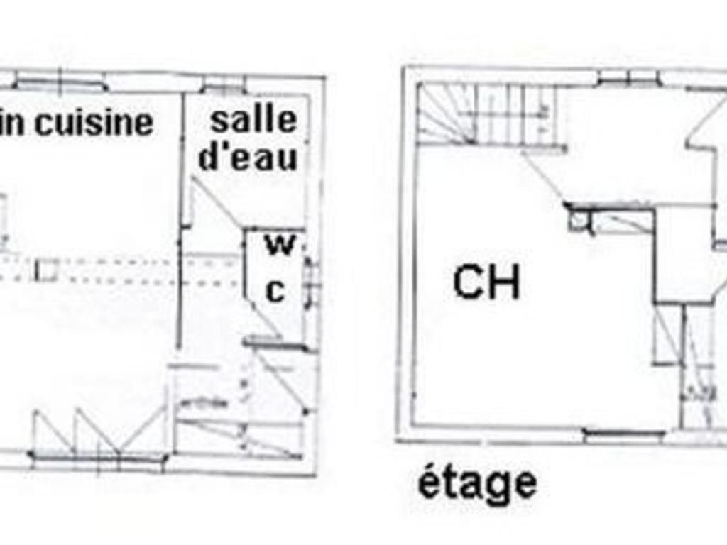 a schematic diagram of a staircase and a floor plan at Gîte Anould, 4 pièces, 6 personnes - FR-1-589-2 in Anould