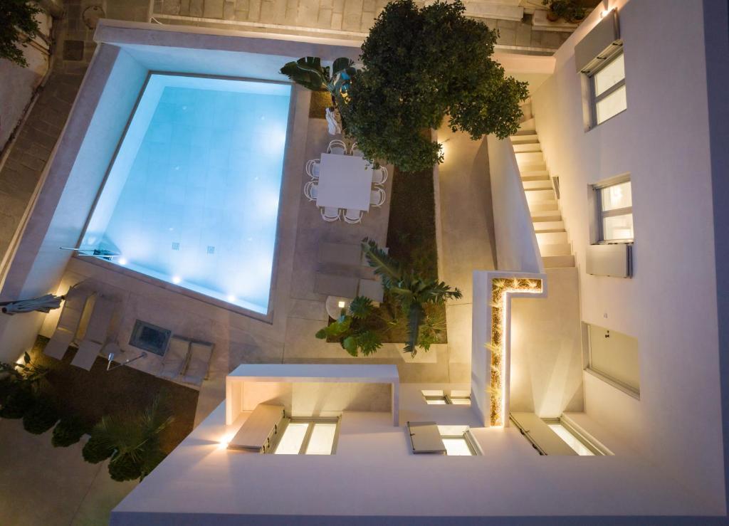 an overhead view of a staircase in a building at TWO VAULTS, Rethymno old town in Rethymno