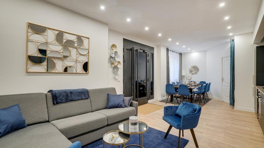 Svetainės erdvė apgyvendinimo įstaigoje 144 Suite Bebesse - Superbe Appartement à Paris