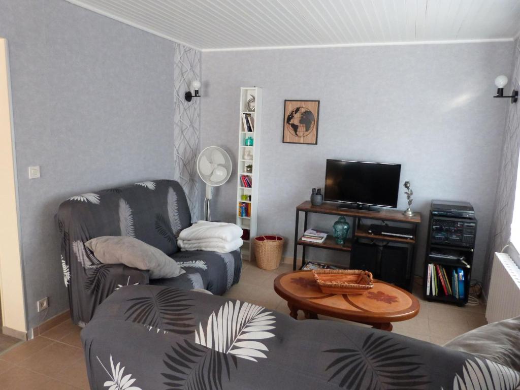 Telewizja i/lub zestaw kina domowego w obiekcie Gîte familial au bord de la Meuse, proche Verdun, activités nature, confort tout inclus - FR-1-585-83