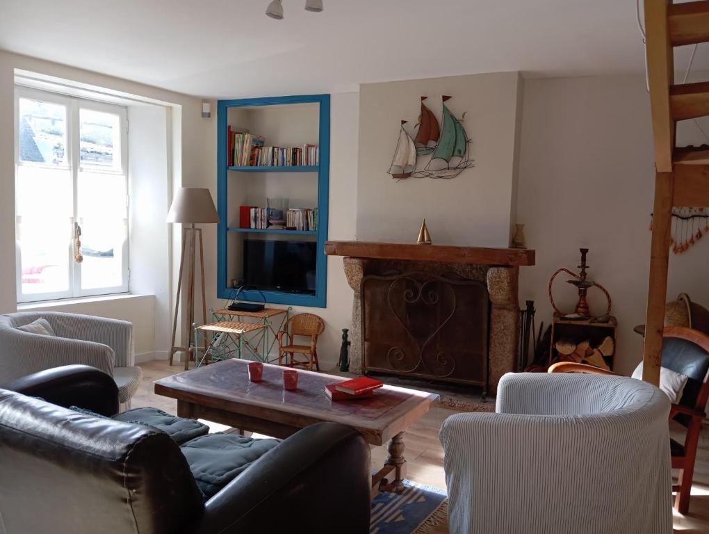 Posezení v ubytování Maison de pécheur a Barfleur