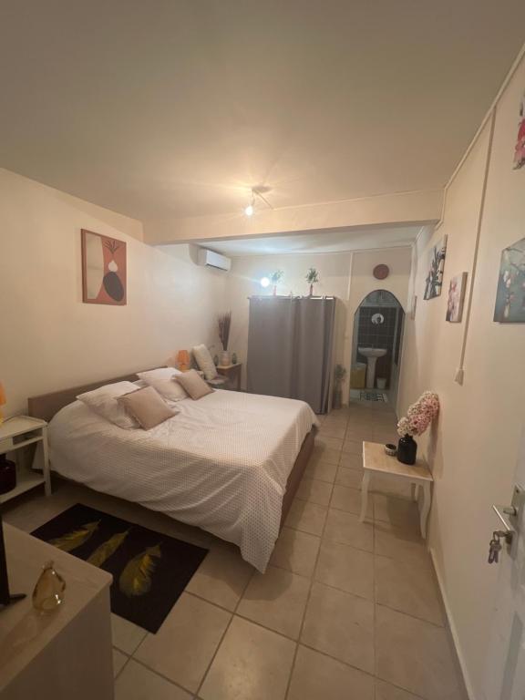 Postel nebo postele na pokoji v ubytování Studio meublé Orchidée