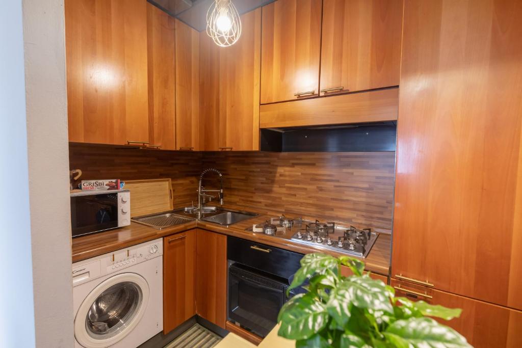 Kuchyň nebo kuchyňský kout v ubytování Apartment Forum V