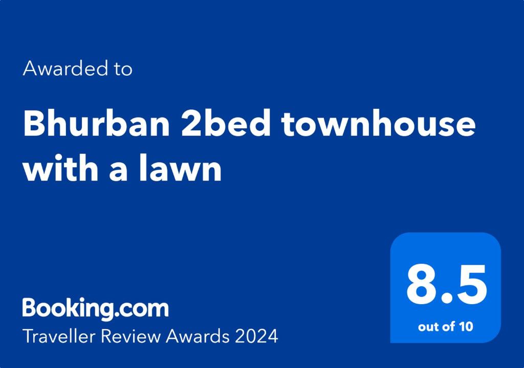 Ett certifikat, pris eller annat dokument som visas upp på Bhurban 2bed townhouse with a lawn