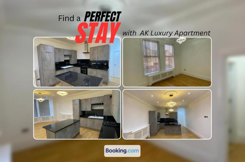 kolaż czterech zdjęć domu w obiekcie Luxury Apartment APT4 w mieście Wolverhampton