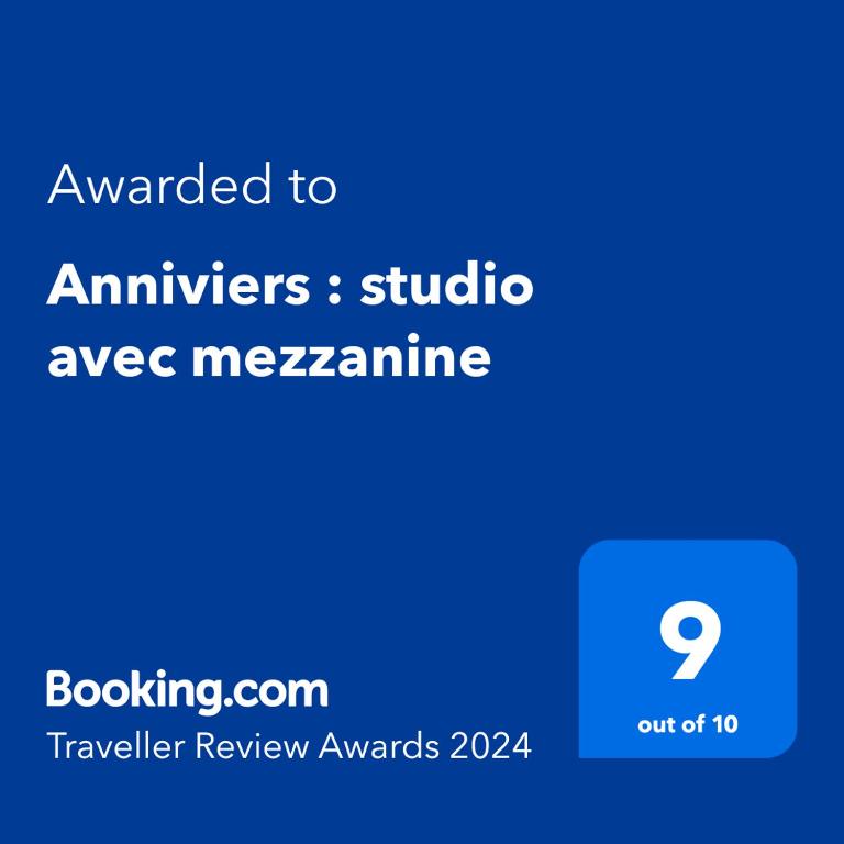 Certifikát, hodnocení, plakát nebo jiný dokument vystavený v ubytování Anniviers : studio avec mezzanine