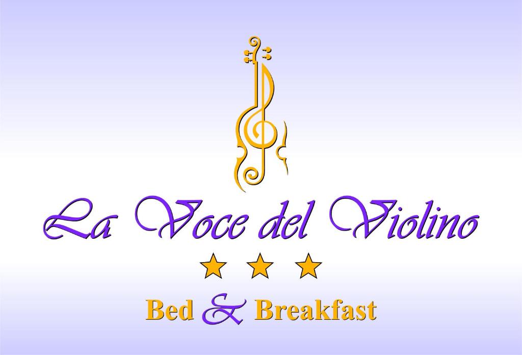 a musical banner with a treble clef and a red and blue inscriptionbid at La Voce del Violino in Ragusa