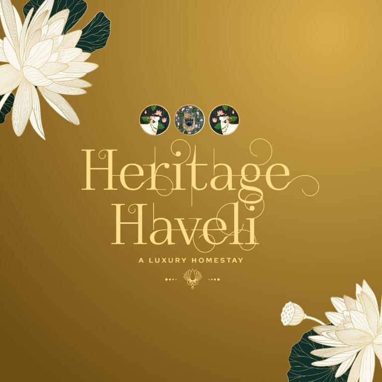 a poster for a healthcare haven with flowers on a yellow background at HERITAGE HAVELI VARANASI in Varanasi