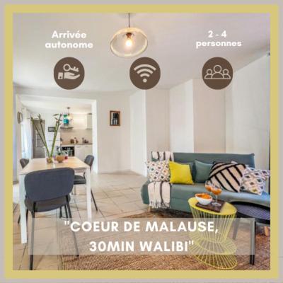 un salon avec un canapé et une table dans l'établissement Le Gite 1 - Appartement T2 de 53m2, idéal pro ou couples, coeur de ville et proche GOLFECH, à Malause