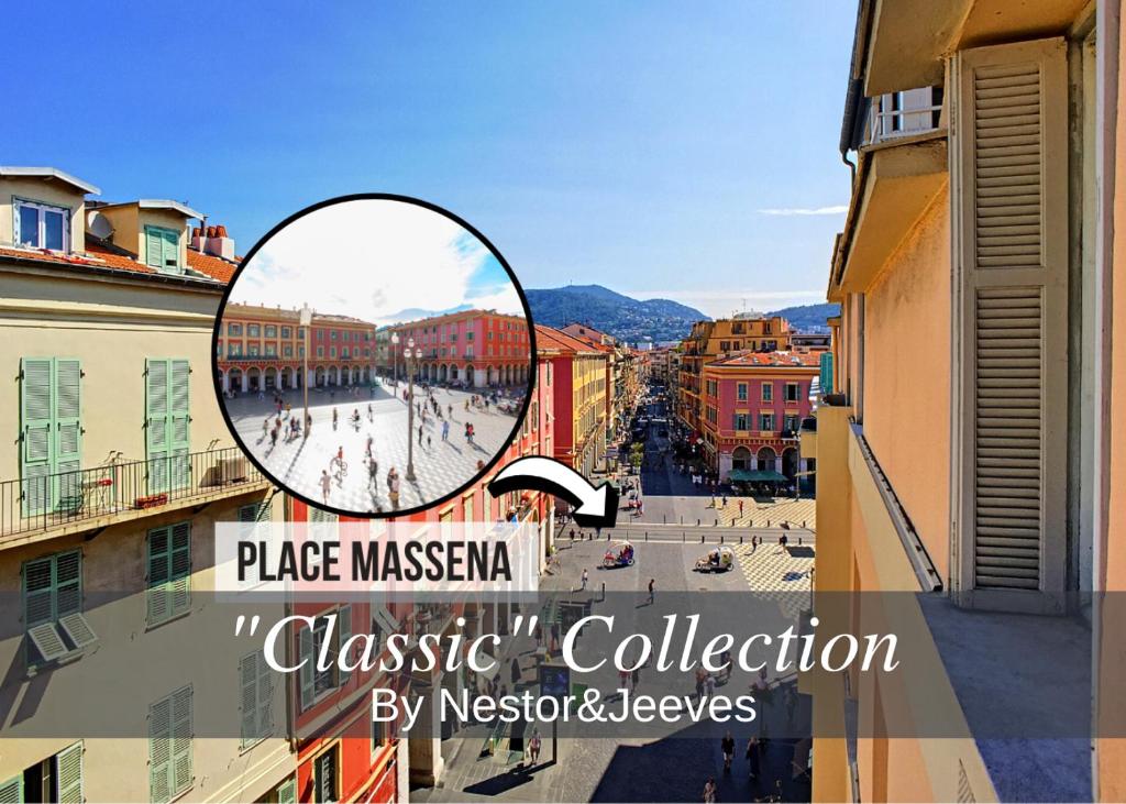einem runden Spiegel mit Stadtblick in der Unterkunft Nestor&Jeeves - PALAIS MASSENA - pedestrian street, very close sea in Nizza