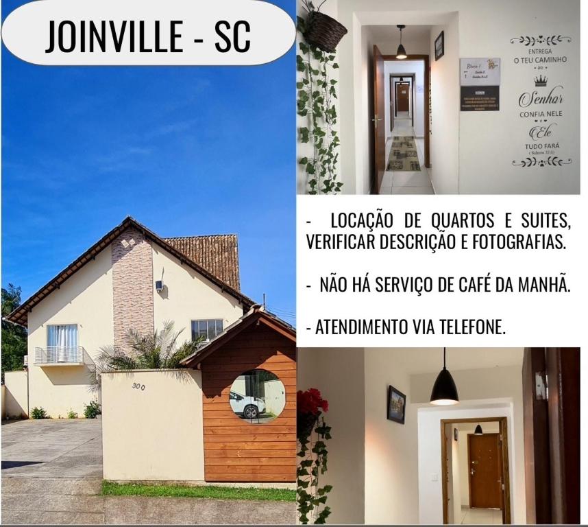 a collage of two pictures of a house at Valentina Ramos Pousada - Joinville-SC in Joinville