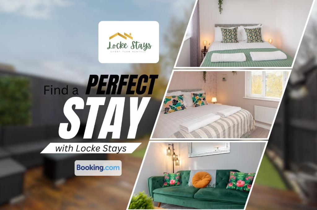 un collage de photos d'une chambre avec un lit et un canapé dans l'établissement 2 Bedroom House By Locke Stays Short Lets & Serviced Accommodation South Shields with Free Parking, à Jarrow
