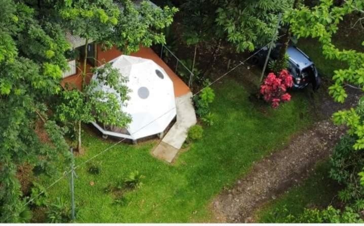 an aerial view of a tent in a yard at Glamping Naioth in Guápiles