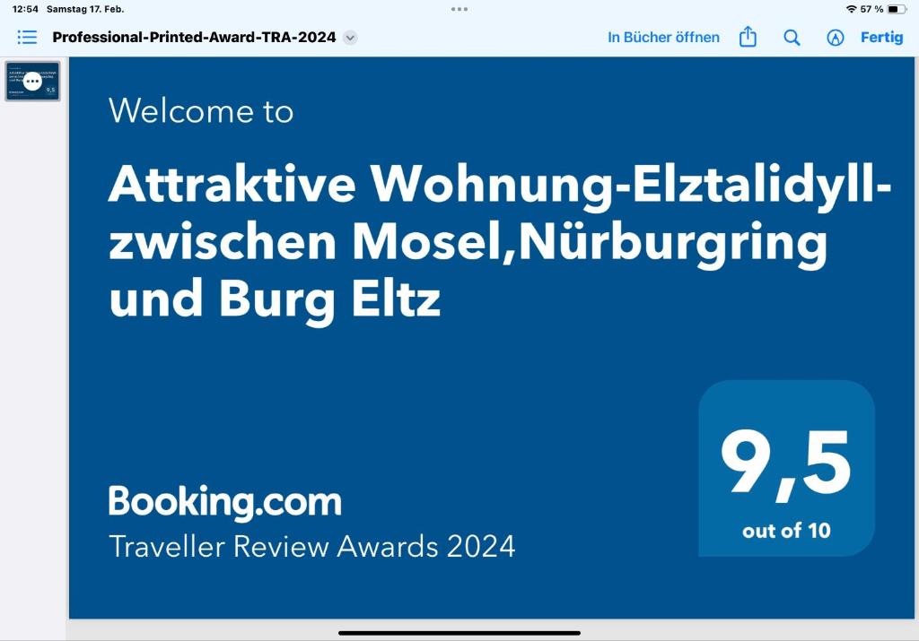 Attraktive Wohnung-Elztalidyll-zwischen Mosel,Nürburgring und Burg Eltz - One-Bedroom Apartment