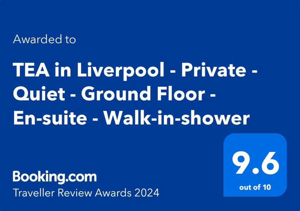 a screenshot of a phone with the text tea private quiet ground floor at TEA in Liverpool - Private - Quiet - Ground Floor - En-suite - Walk-in-shower in Liverpool