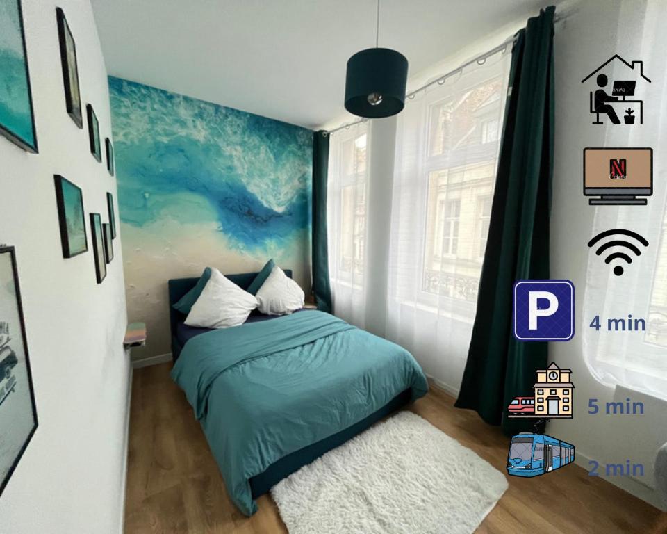Posteľ alebo postele v izbe v ubytovaní Suite Cosy Californienne en Hyper Centre