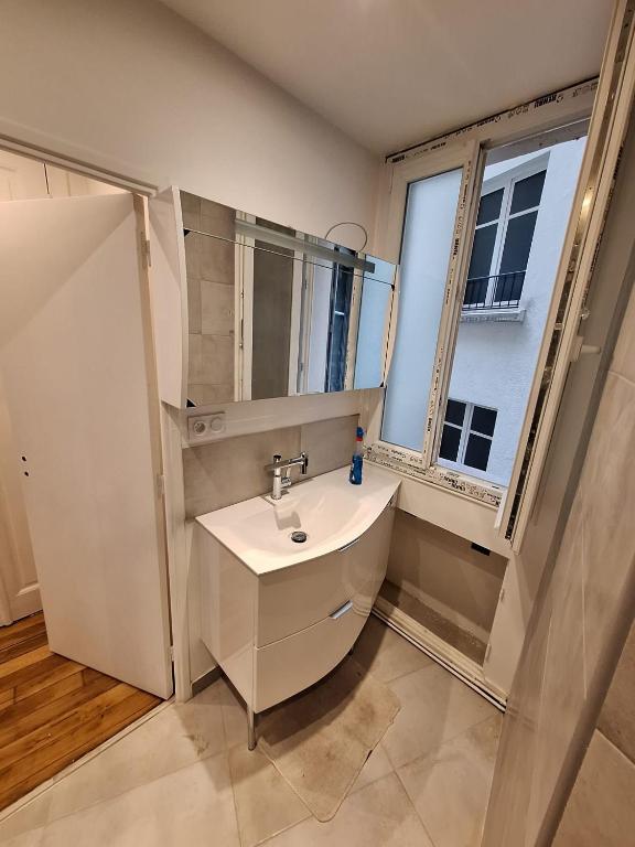 a bathroom with a sink and a window at Cosy Appartement in Paris 15th - Convention Center in Paris