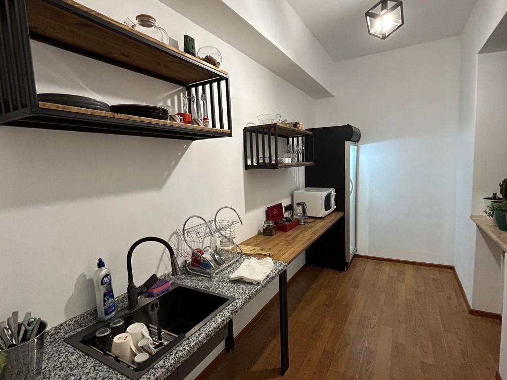 Kuchyň nebo kuchyňský kout v ubytování One Day Hotel