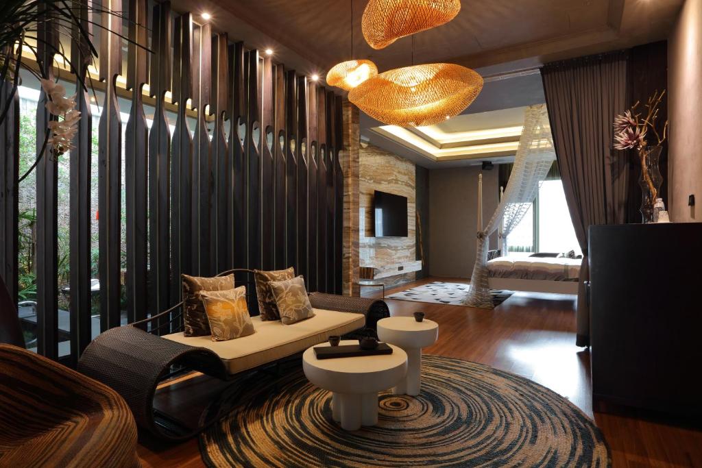 Posezení v ubytování Mulan Motel Taipei