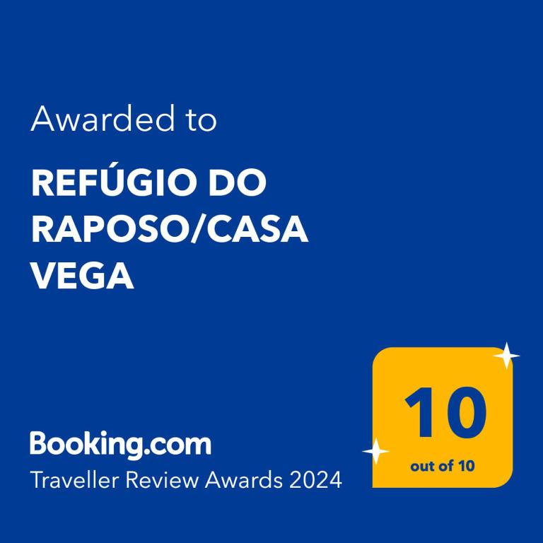 a yellow sign with the text translated to refer to rsvico do rx at REFÚGIO DO RAPOSO/CASA VEGA in Montes da Senhora