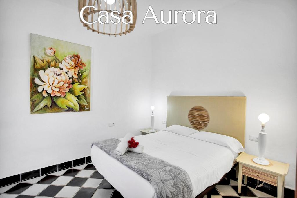 Postel nebo postele na pokoji v ubytování Casa Pilar, Aurora y Tarabilla en Finca Ecológica