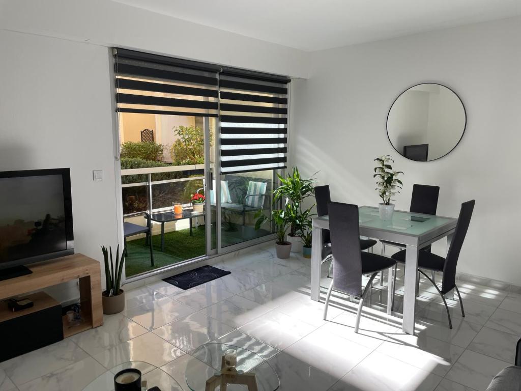 TV a/nebo společenská místnost v ubytování Superbe appartement carré Delfino Port de Nice