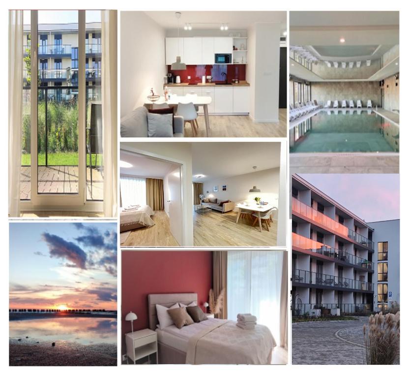 a collage of photos of aominium at Apartament Marina Bay & SPA in Dziwnów
