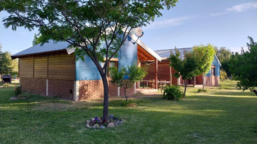 una casa con un árbol delante de ella en Cabaña La Palloza en San Rafael