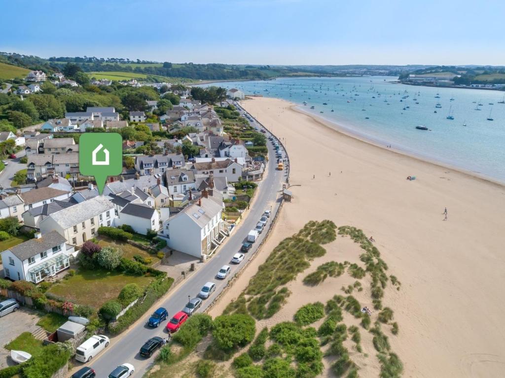 an aerial view of a town with a beach at 4 bed property in Instow Devon 59699 in Instow