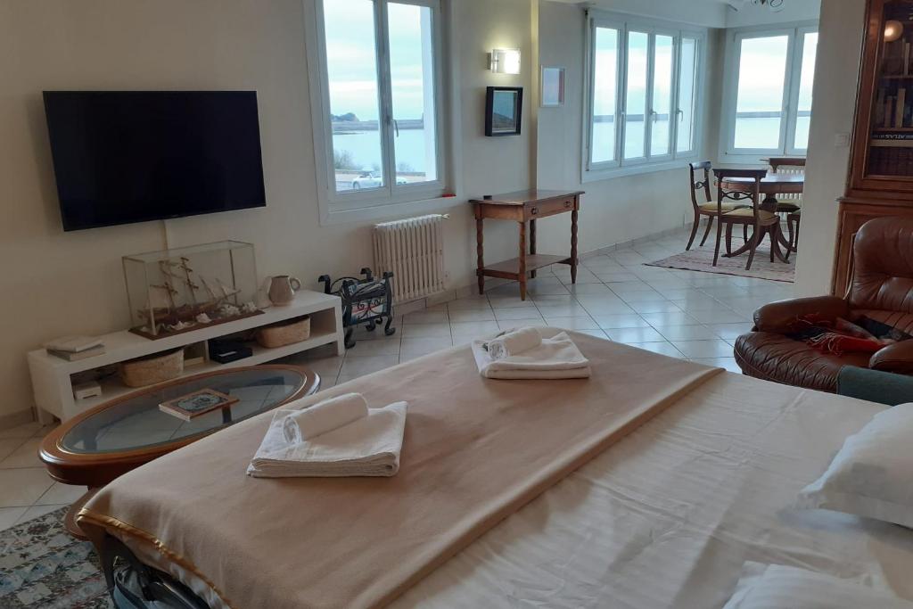 TV a/nebo společenská místnost v ubytování Appartement des Basques - Welkeys