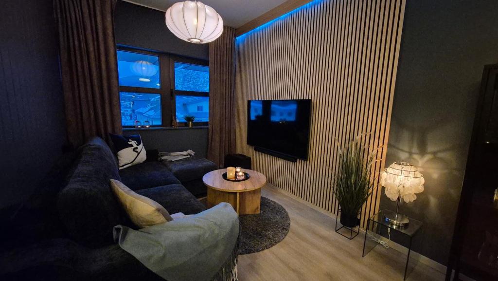 โทรทัศน์และ/หรือระบบความบันเทิงของ Moderne cityleilighet Sogndal