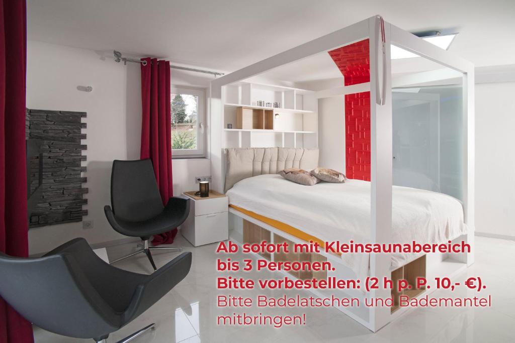 Postel nebo postele na pokoji v ubytování Designpension Idyll Nr2 Hotel Garni