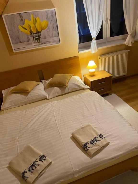 Posteľ alebo postele v izbe v ubytovaní Apartmánový dom Anna